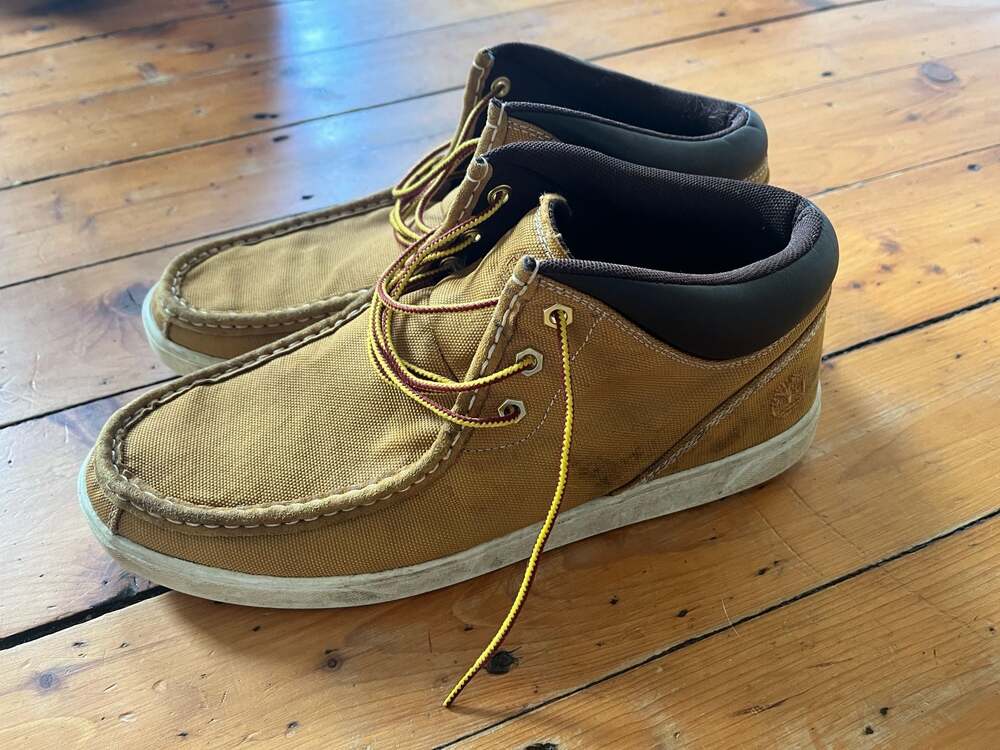 Timberland Groveton Moc-Toe Chukka Boot Wheat Canvas Men's Size 11